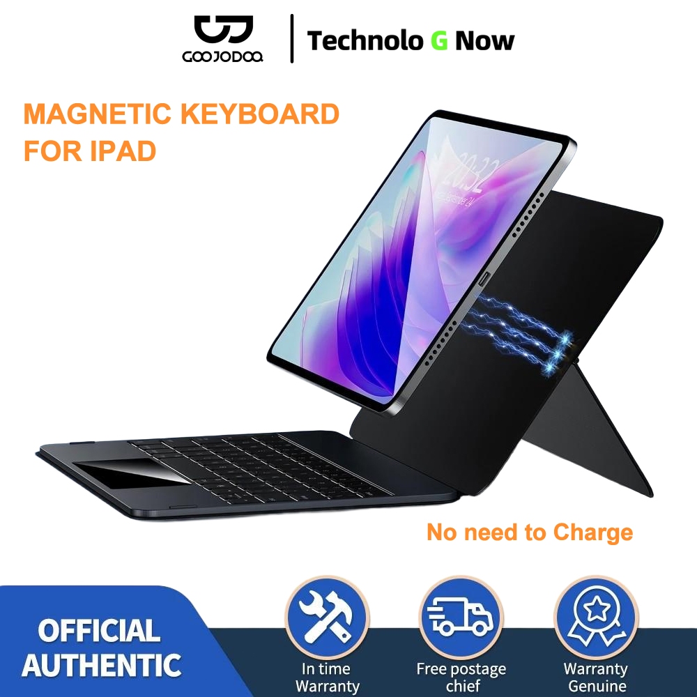 Goojodoq for Magic Keyboard Case Keyboard Koneksi langsung Backlit Keyboard for iPad Air6 2024/Air 4