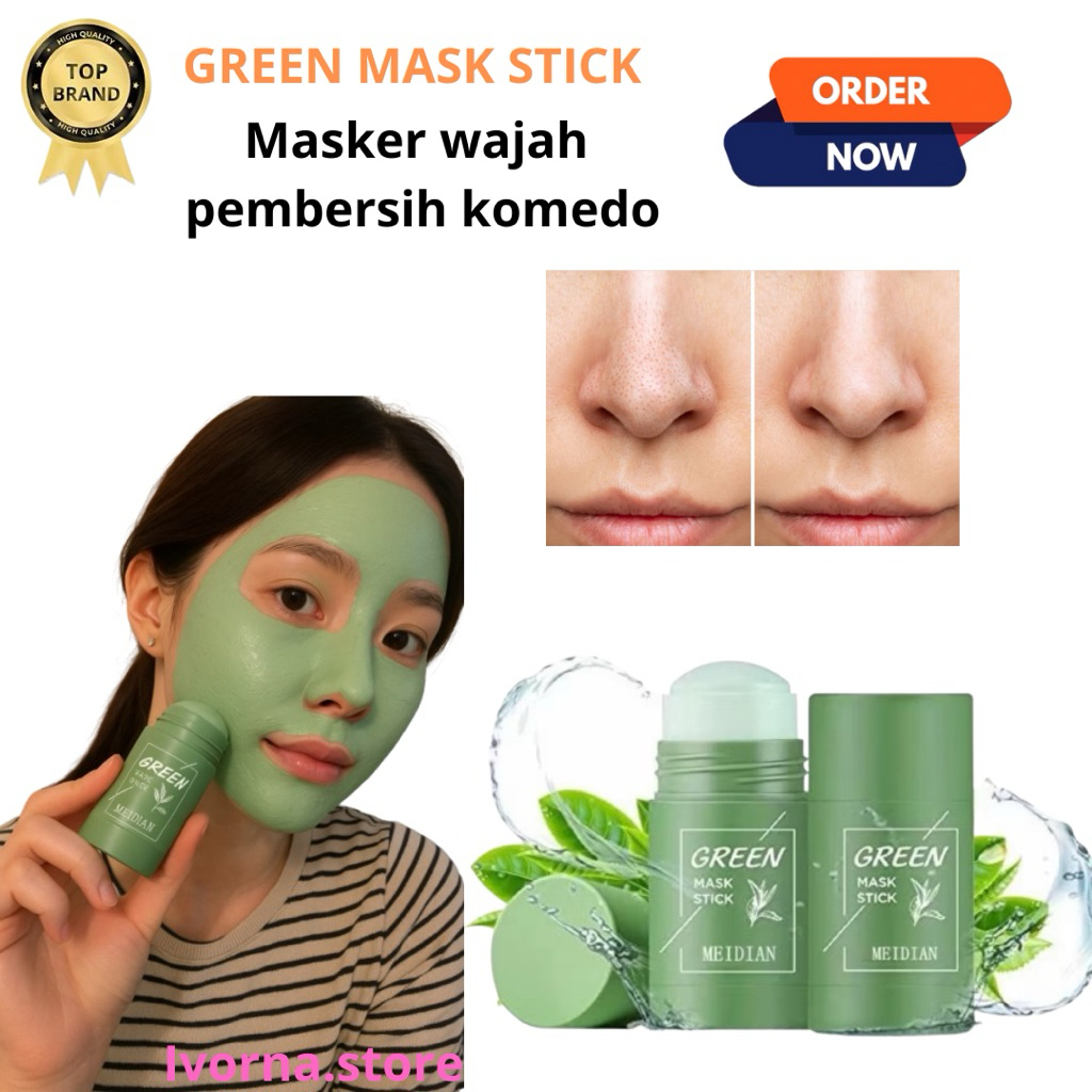 MEIDIAN GREEN TEA MASK CLEANSING CLAY STICK Wajah Bersih Bebas Komedo Minyak Berlebih dan Jerawat