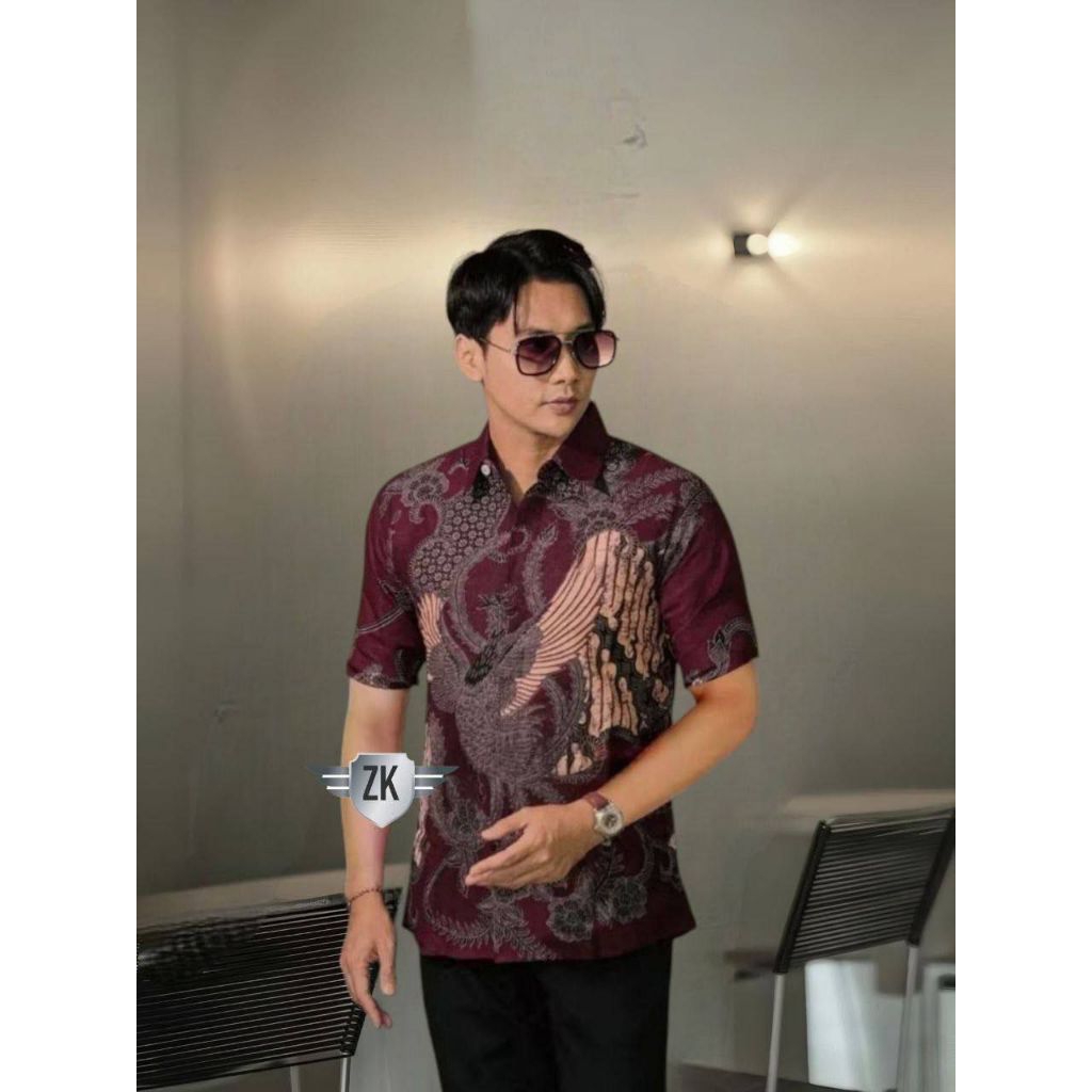 hem batik terlaris hem batik terbaru Hem batik pupuler Kemeja Batik Pria Lengan Pendek Modern Terbar