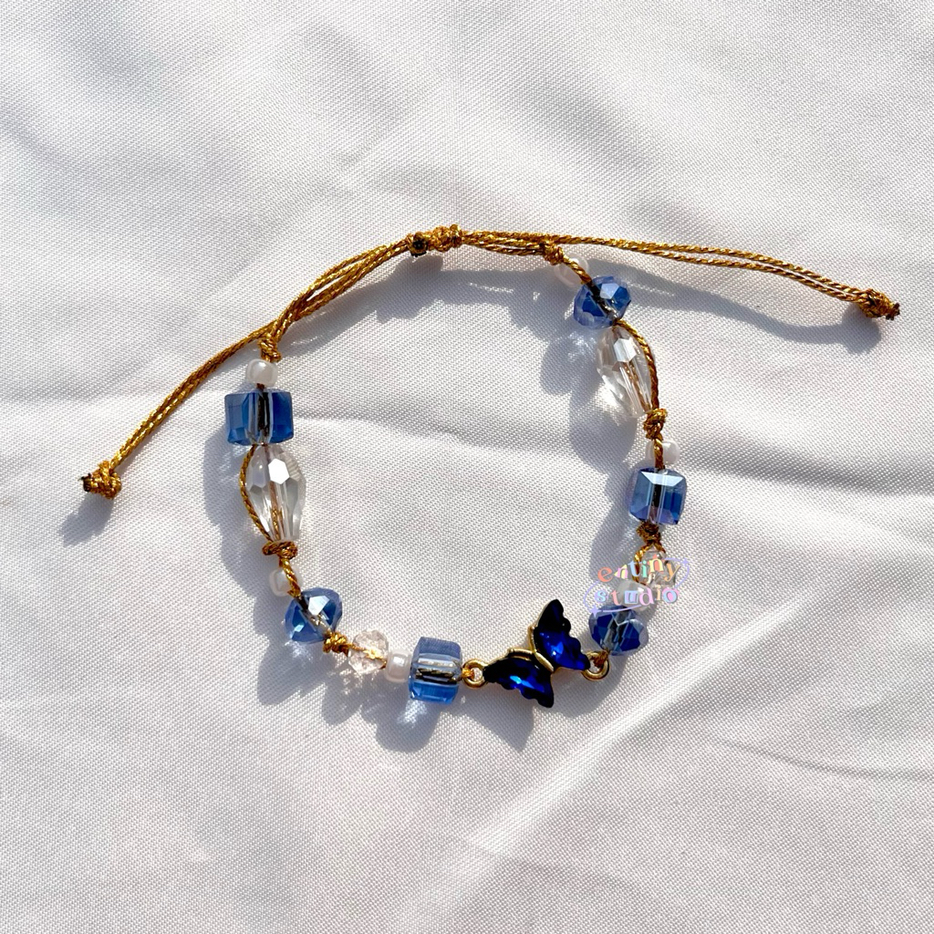 Meraki Bracelet | Gold Navy | Gelang Serut | Kupu Kupu | Emas Biru Tua |