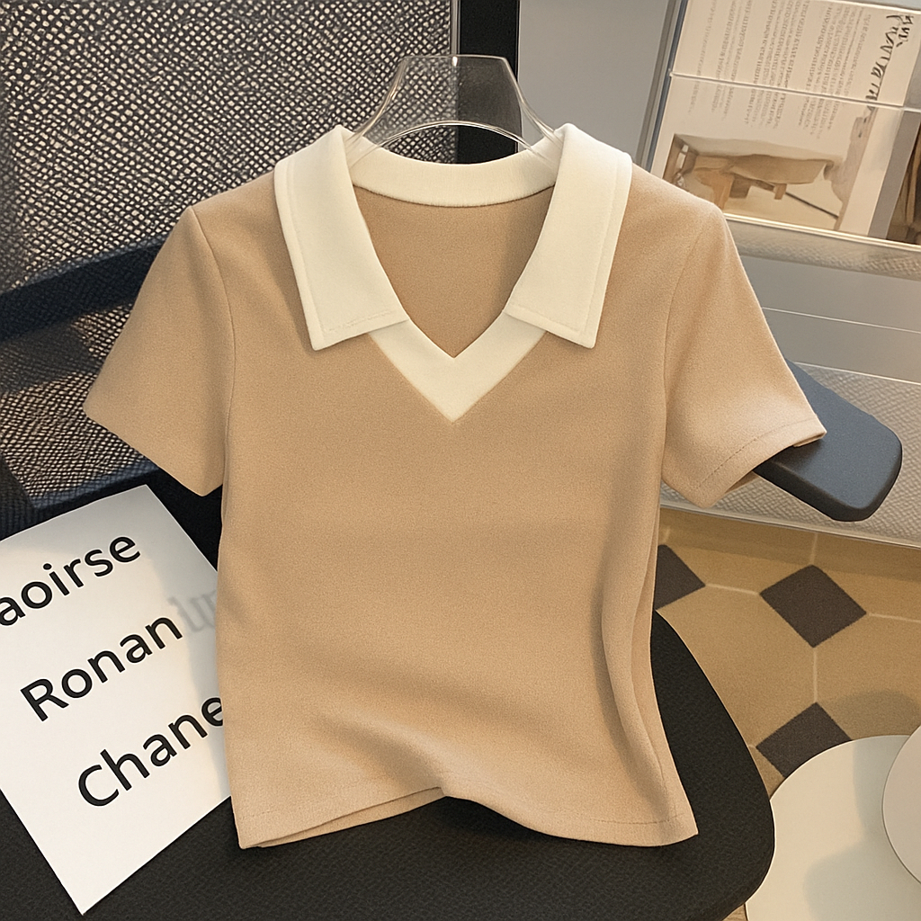 Crop Top Kombinasi-Polo Kaos Crop Top Kombinasi-Polo Shirt Wanita/Crop Top Polos/Kaos Wanita/T-shirt