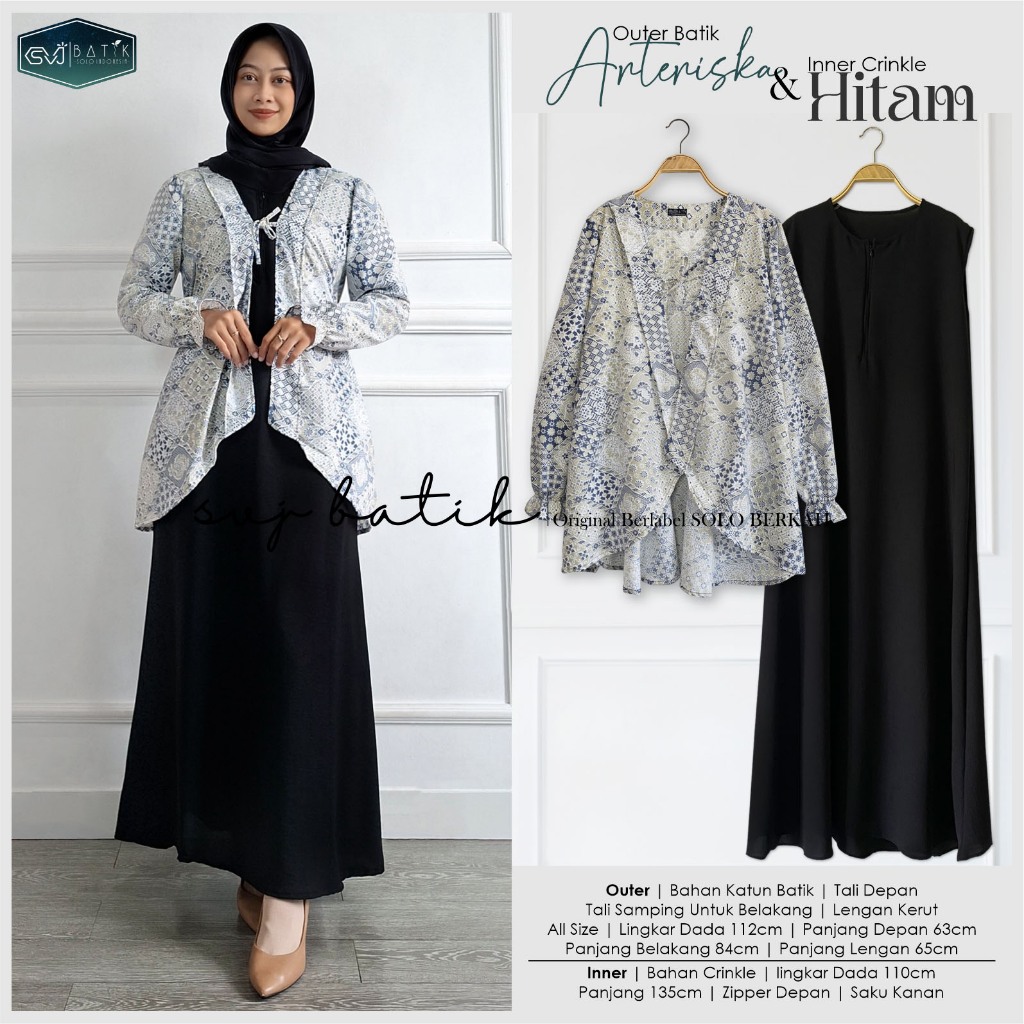 Setelan wanita terbaru kekinian model Outer tali set inner dress crinkle premium busui arteriska svj