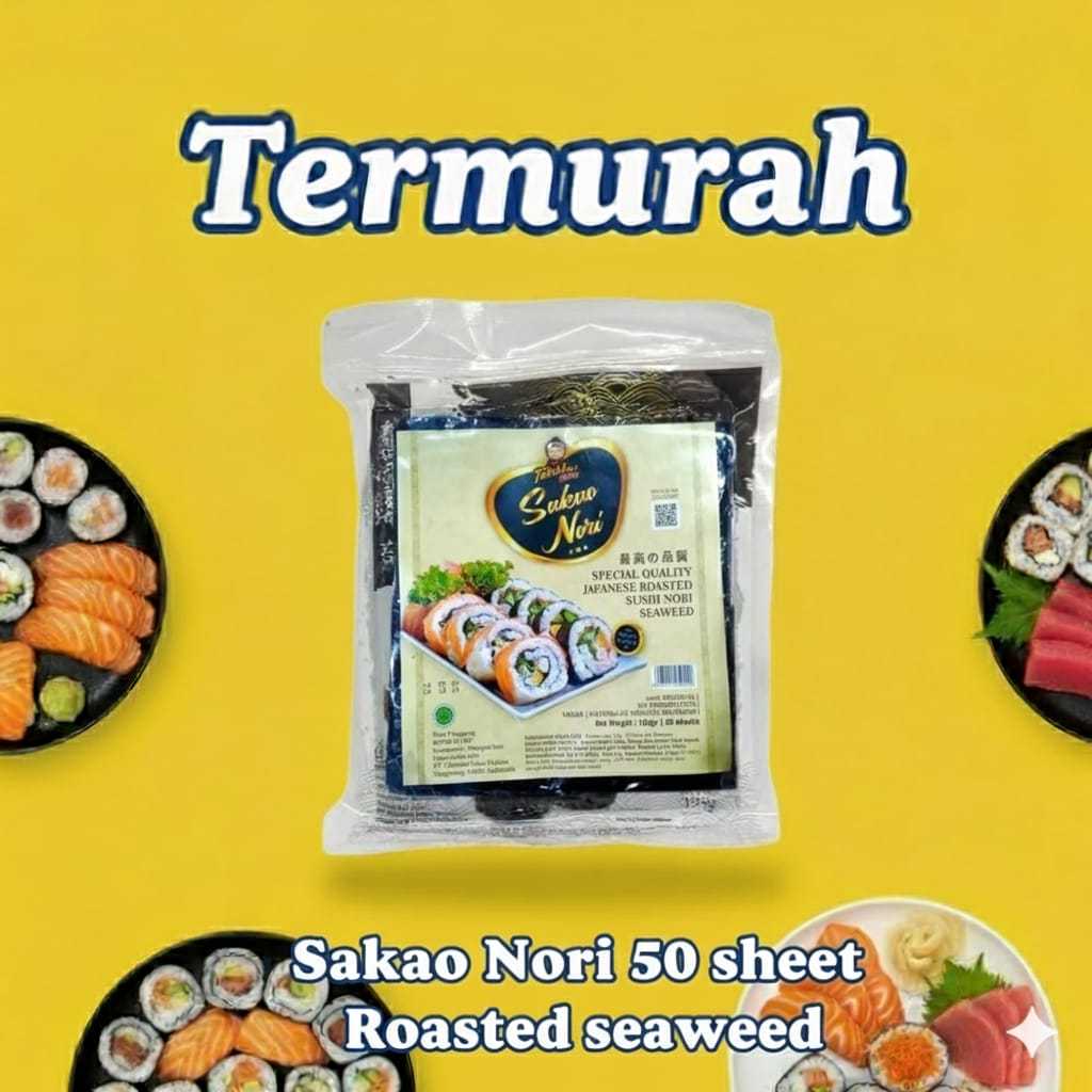 SAKAO NORI 50 LEMBAR -SUSHI NORI 50 LEMBAR-HIJAU GELAP-HALAL/GIMBAB/KIMBAP