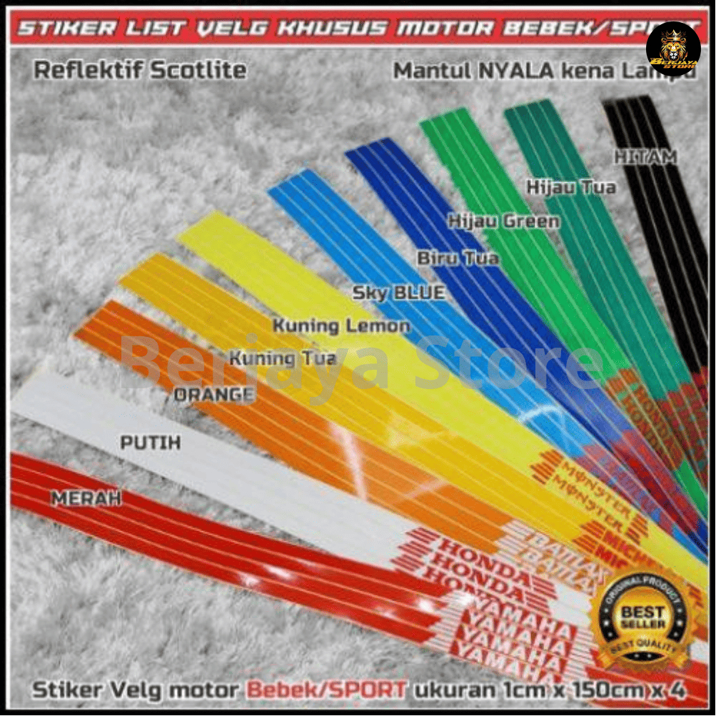 STIKER VELG/LIST VELG khusus MOTOR BEBEK/SPORT Reflektif/Nyala Kena Lampu