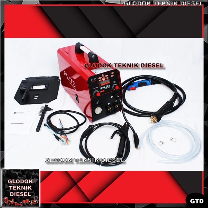 PAZTO Mesin Las MIG 200 A 5 KG CO2 TANPA GAS IGBT Free Kawat 1 KG Welding Machine Gasless MIG200 MIG