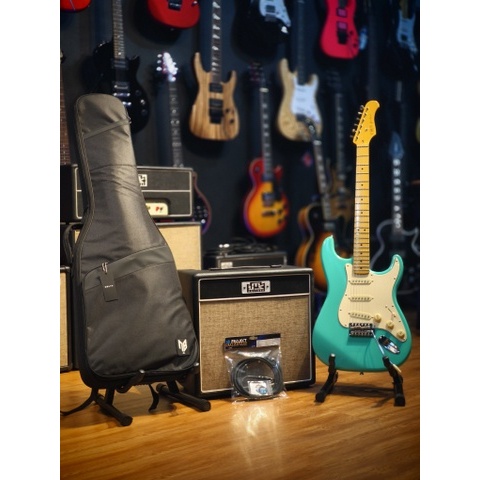 Bundling Paket Complete Guitar Electric YMS STR Plus Stratocaster Seafoam Green Original Made in Ind