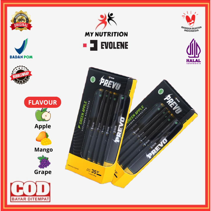 Evolene PREVO Evolen 7 Sachet Pre Workout 1 Box Suplemen Preworkout PWO Fitness Gym Minuman Energi E