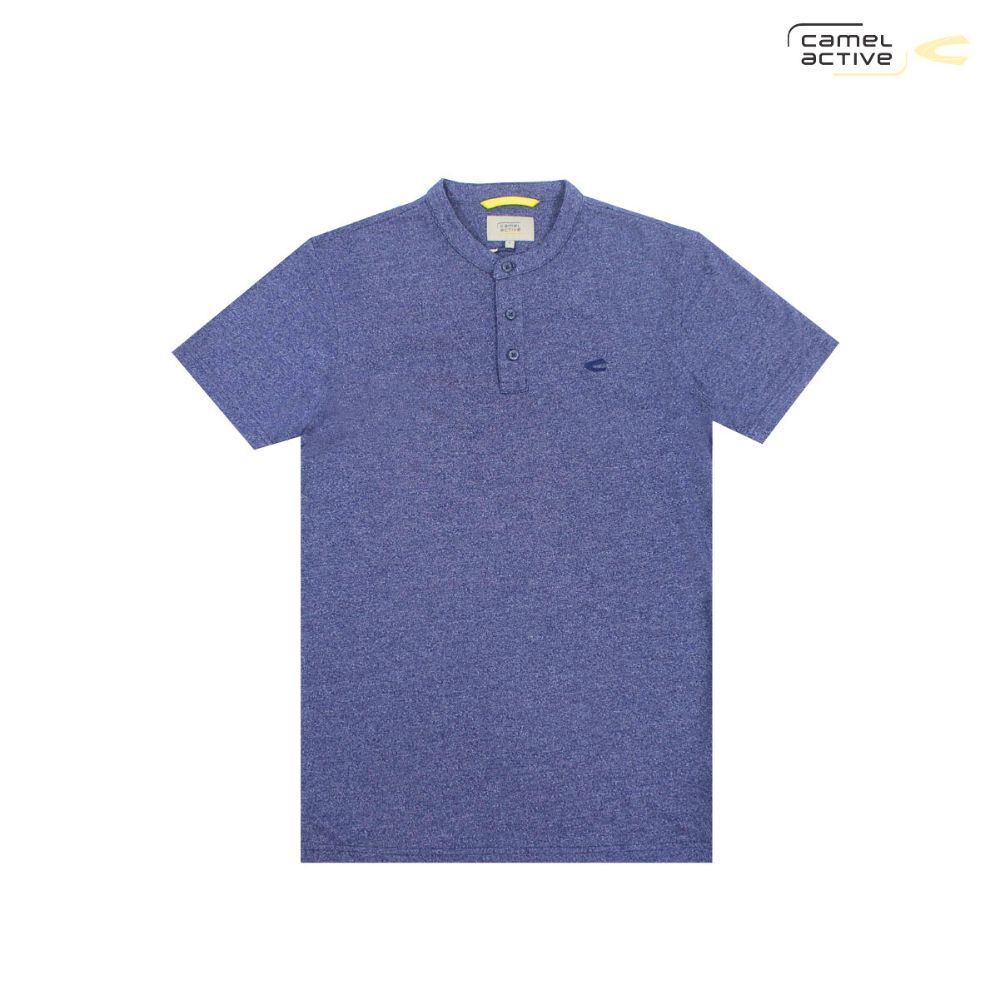 camel active Men's Navy CVC Oris Henley Polo Shirt - Baju Koko