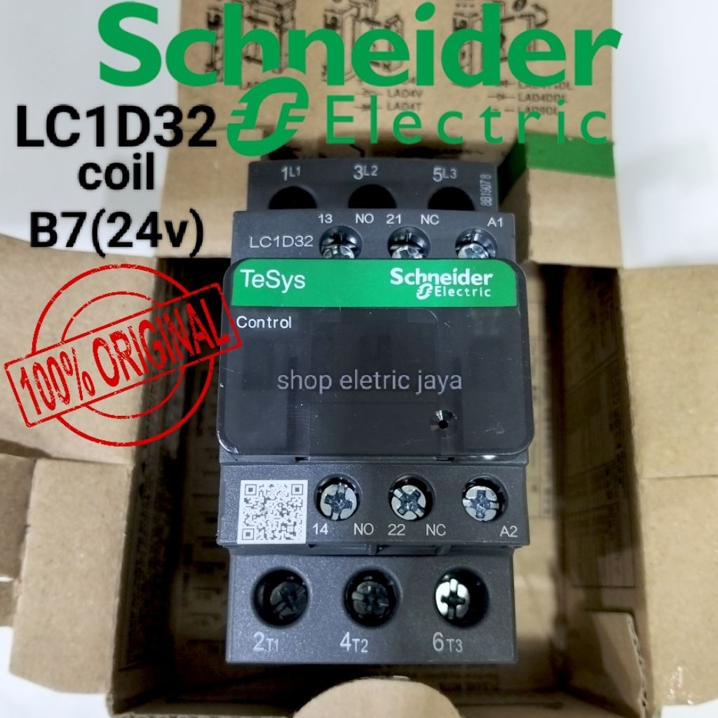 SCHNEIDER contactor kontaktor lc1d32b7 50a 24vac 3p original lc1d32 b7