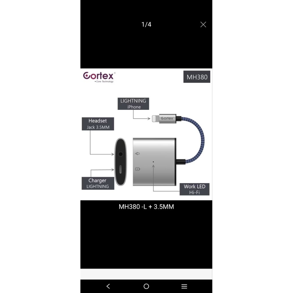 Splitter Iphone Cortex MH 380 Soundcard Lightning Live Stream Earphones Kabel Jack