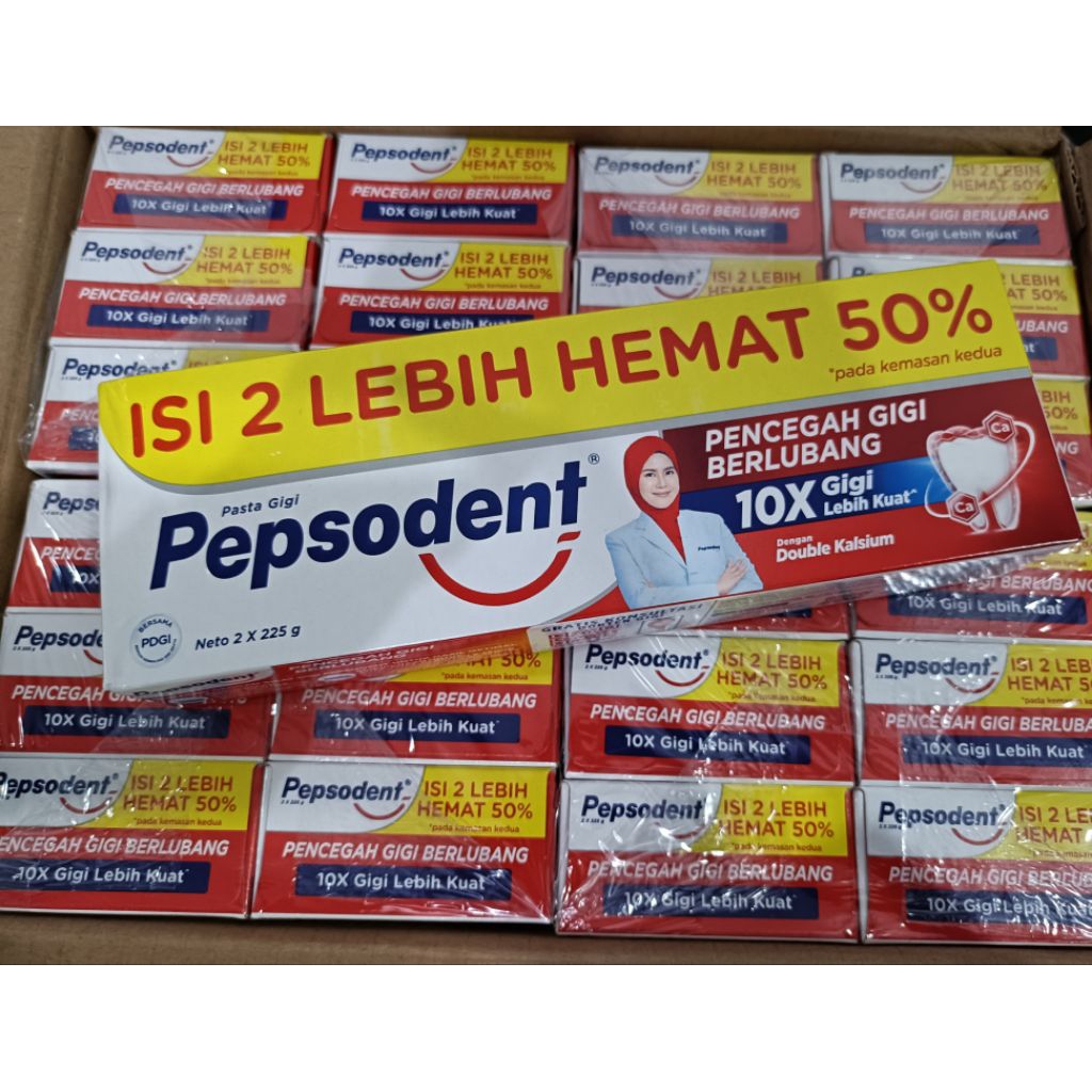 Pepsodent 225gr isi 2 pcs/Pepsodent Pencegah Gigi Berlubang 225gr isi 2