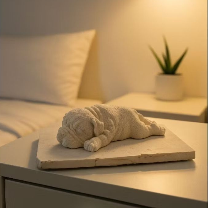 Patung anjing pajangan meja aesthetic