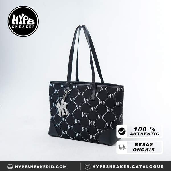Tas MLB NY MONOGRAM WHITE BLACK SS24 TOTE BAG 100% ORIGINAL