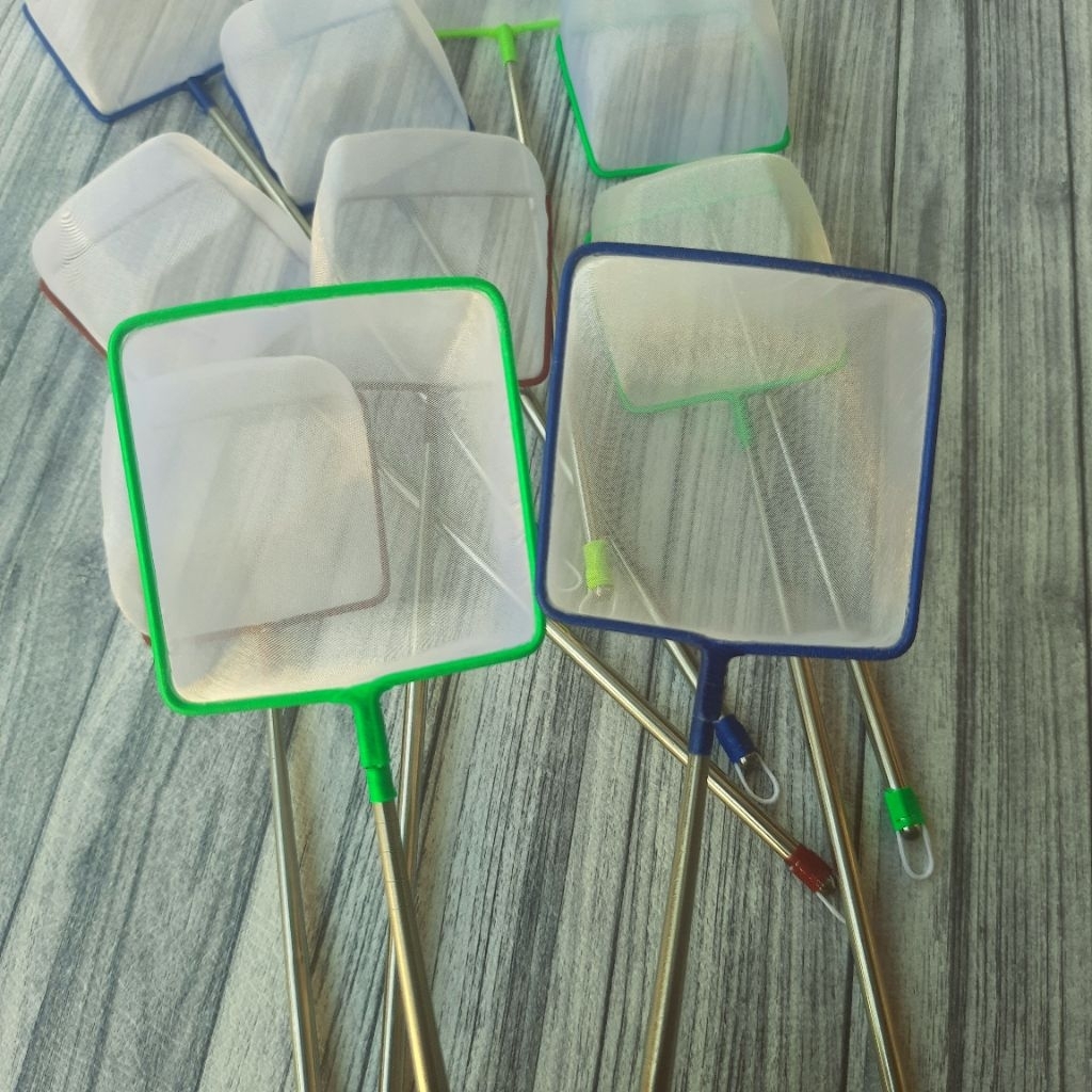 Seser/serok ikan hias kecil persegi 7cm gagang stainless