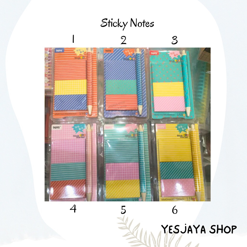 {1 set} Sticky Notes Warna + FREE Ballpoint / Memo Stick Lucu / Sticky Notes Pastel
