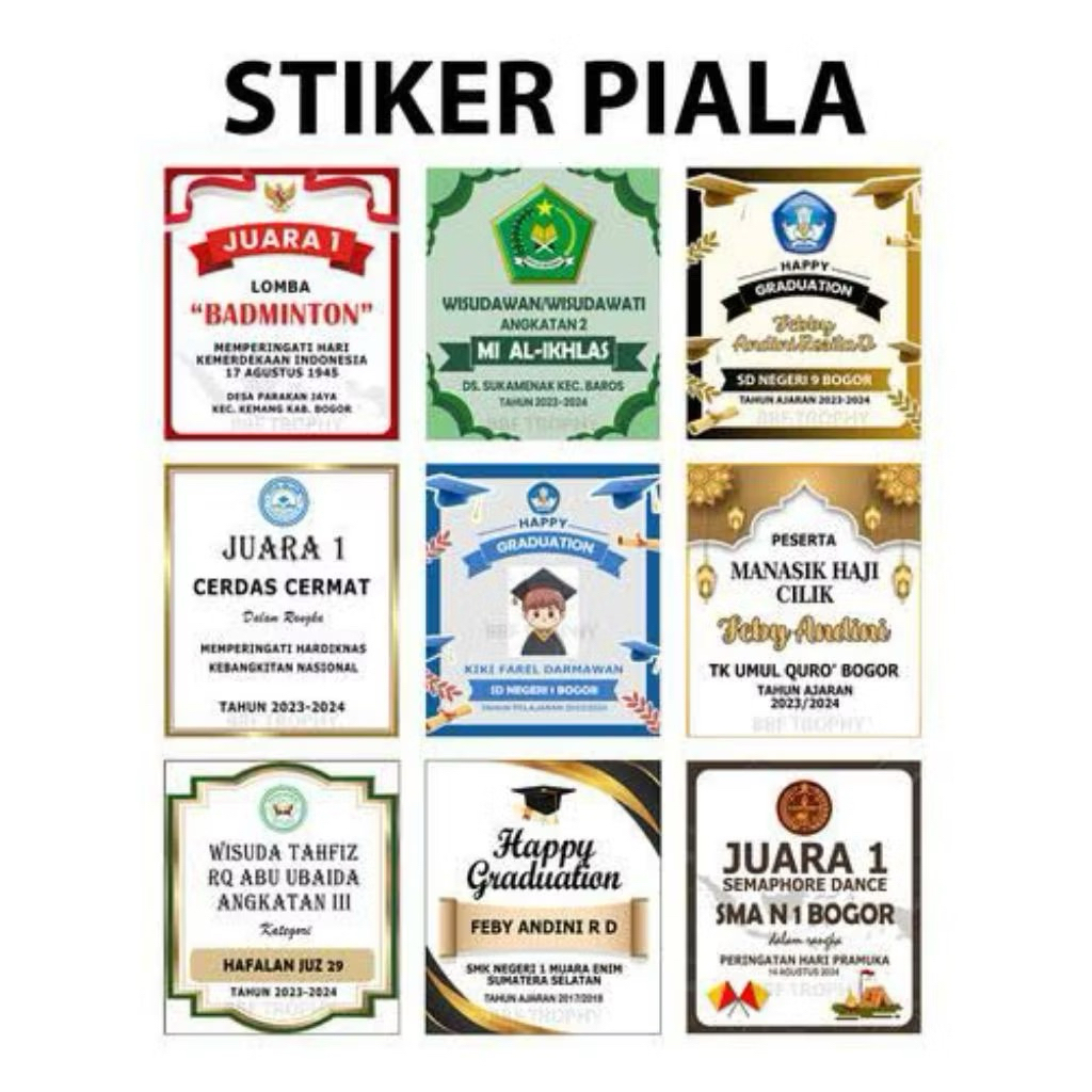 Stiker piala w4/stiker tatakan piala custom free design