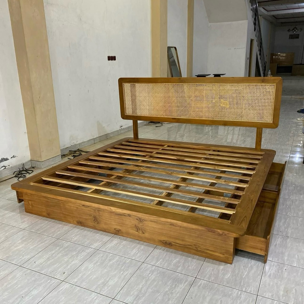 dipan rotan kayu jati dipan rotan minimalis dipan kayu jati kombinasi rotan