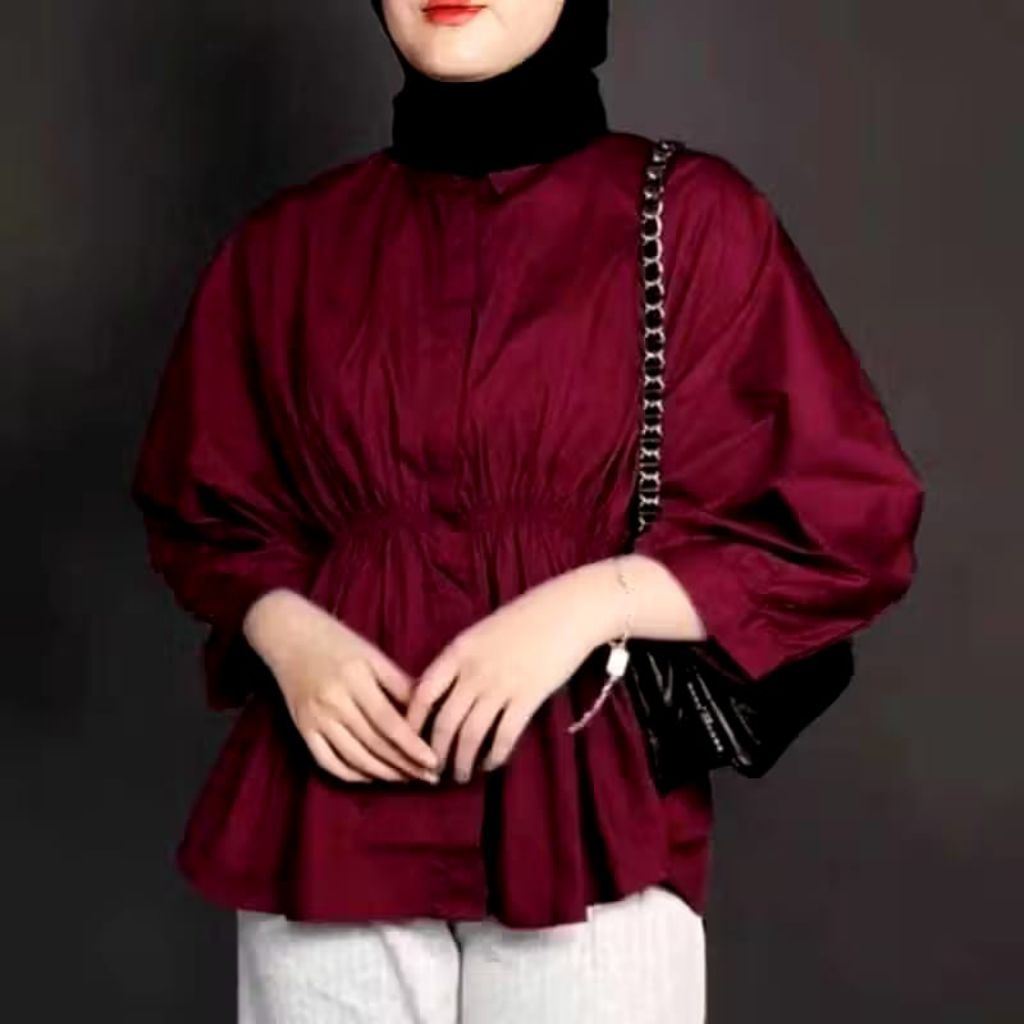 Kemeja Aiko Korean Style Lengan Panjang | Atasan Wanita Kekinian Nyaman Dipakai