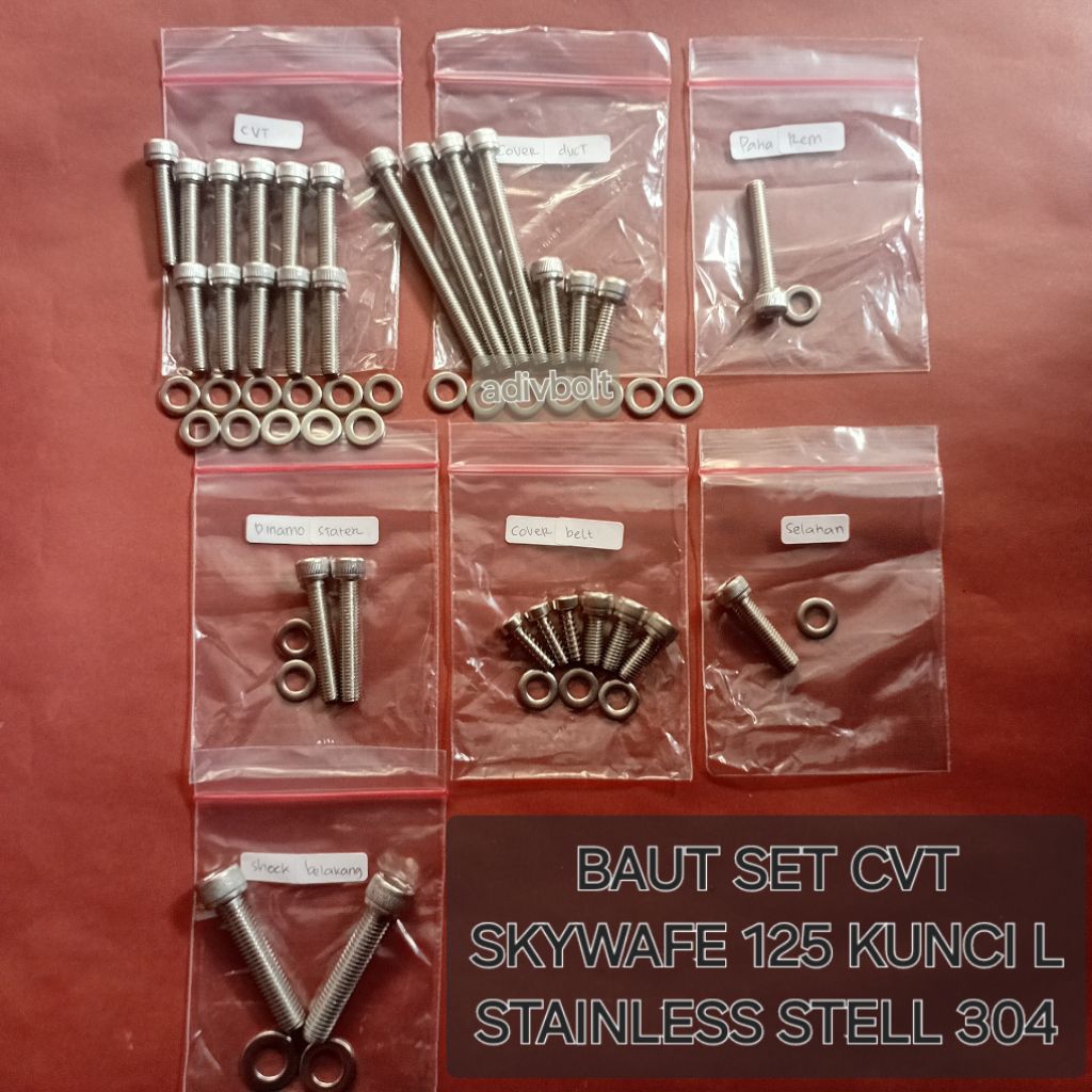 Baut Set CVT Suzuki Skywave 125 kunci L Stainless stell