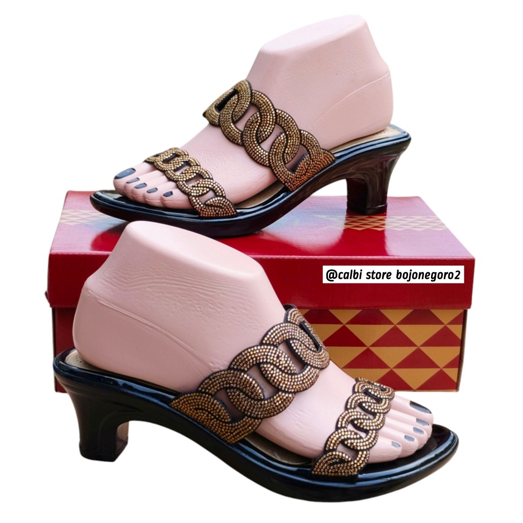 (( READY TERBARU )) SANDAL CALBI HEELS 5CM BERHIAS PERMATA  MEWAH & GLAMOUR