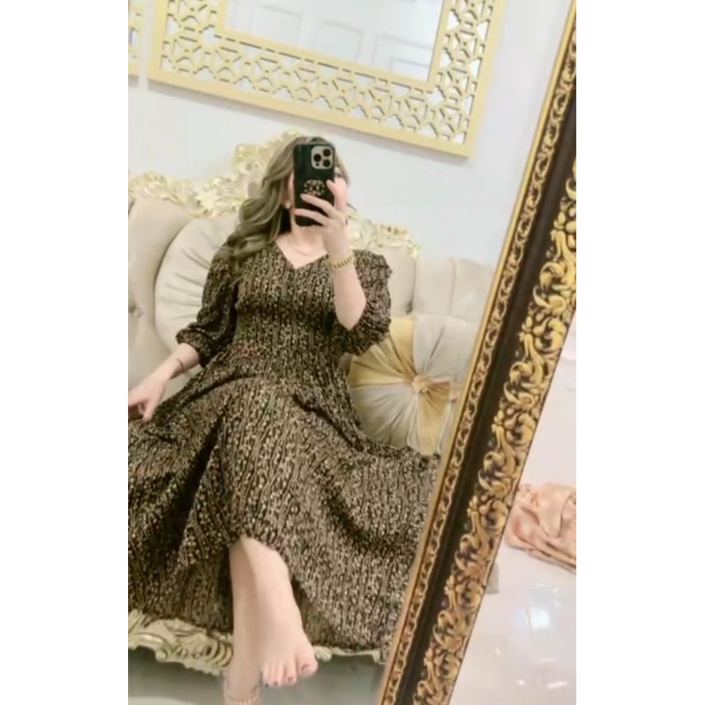 Longdress Dress Gamis Cantika Bunga Kecil Cantik Rayon Premium