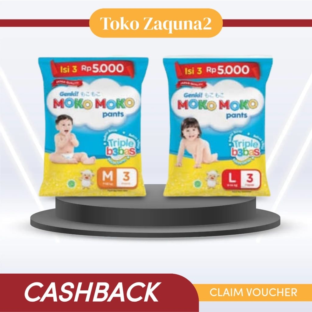 Moko-Moko Pants Isi 3 M L Genki Popok Pampers