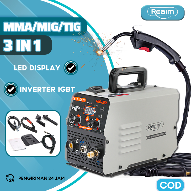 Reaim MIG-250 IGBT Mesin Las Inverter 450 Watt MMA/MIG/TIG Mesin trafo las Welding machine