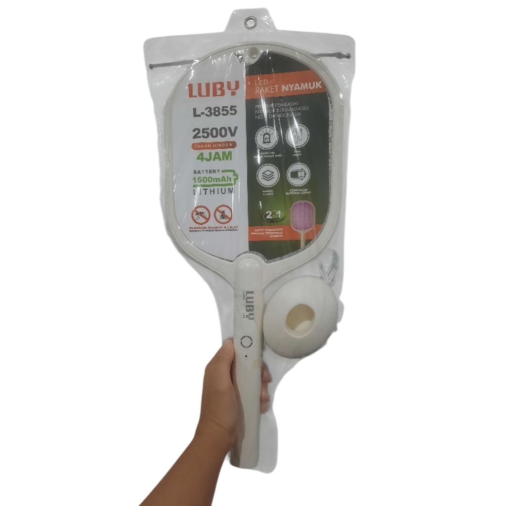 Raket Nyamuk Luby L 3855 + LED UV Charge Multi Fungsi