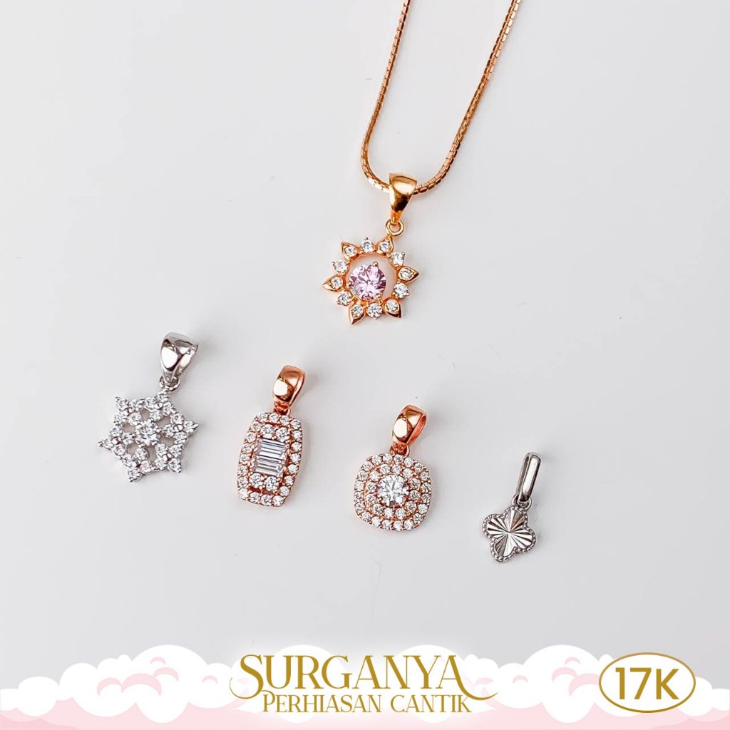 Macan Gold Liontin Kadar 17K Model Mini Series - Rose and White Gold Pendant