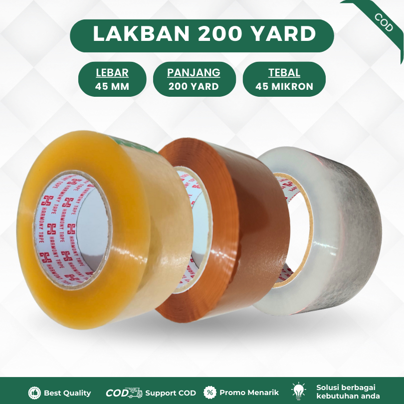 

Lakban 200 Yard Bening Coklat - Panjang 200 Yard x 45 mm Berkualitas Daya Rekat Kuat Lakban Serbaguna Coklat Clear White Berkualitas Harga Murah