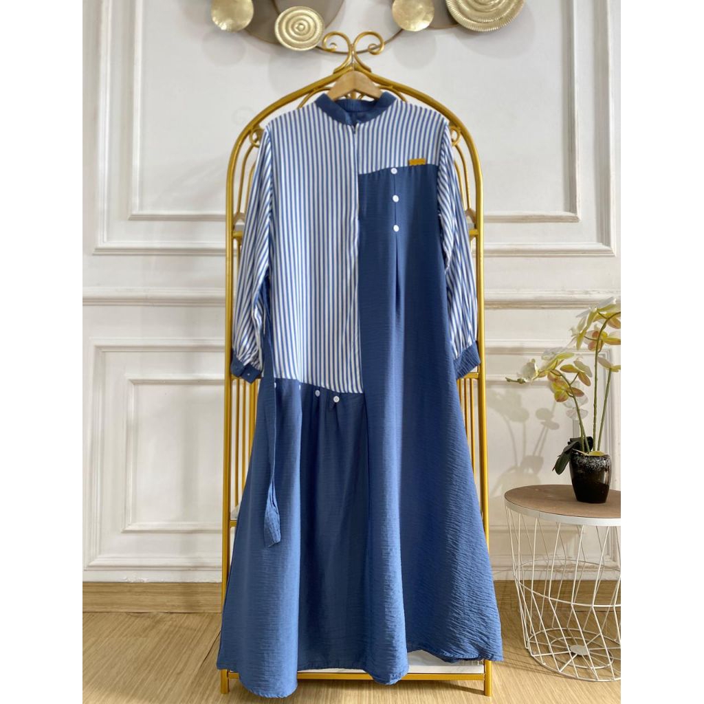 Gamis dari bahan polo linen mix rayon premium