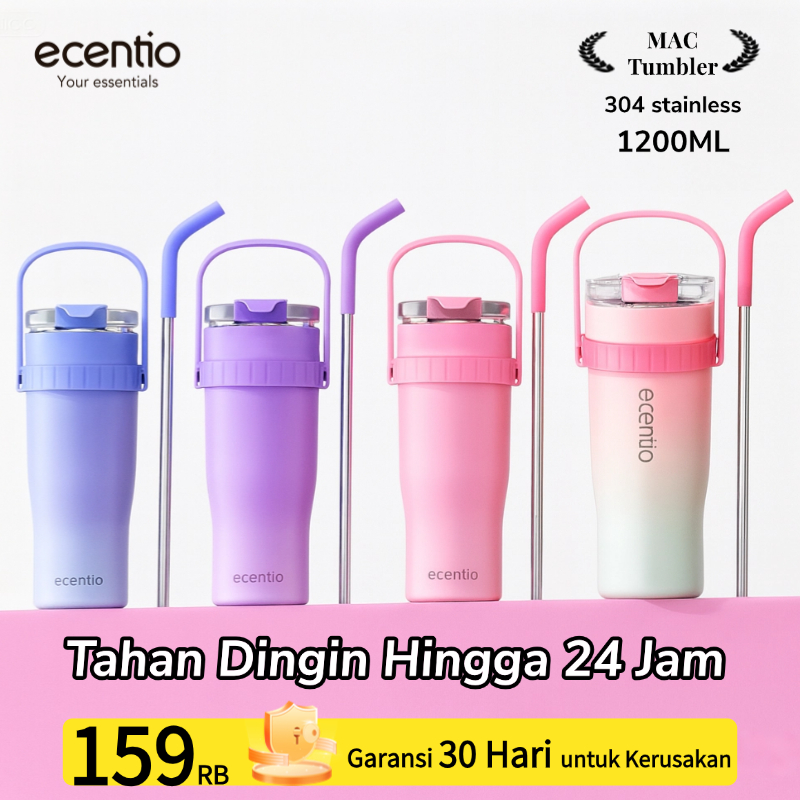 ecentio tumbler stainless Steel 304 Big Mac Series botol minum portable 1.2L tahan dingin 24 jam