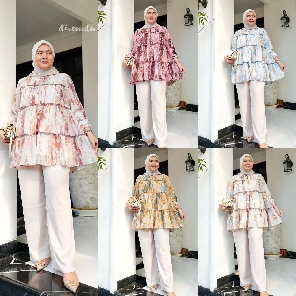 Di.en.da Atasan ceruty premium renda Full puring/ atasan motif ceruty import/ blus ceruty mewah/ blu