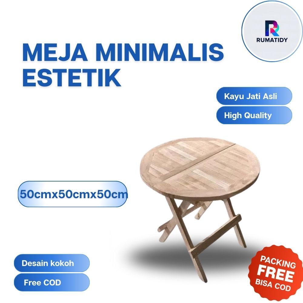 Meja lipat teras bundar dan kotak meja piknik jati jepara