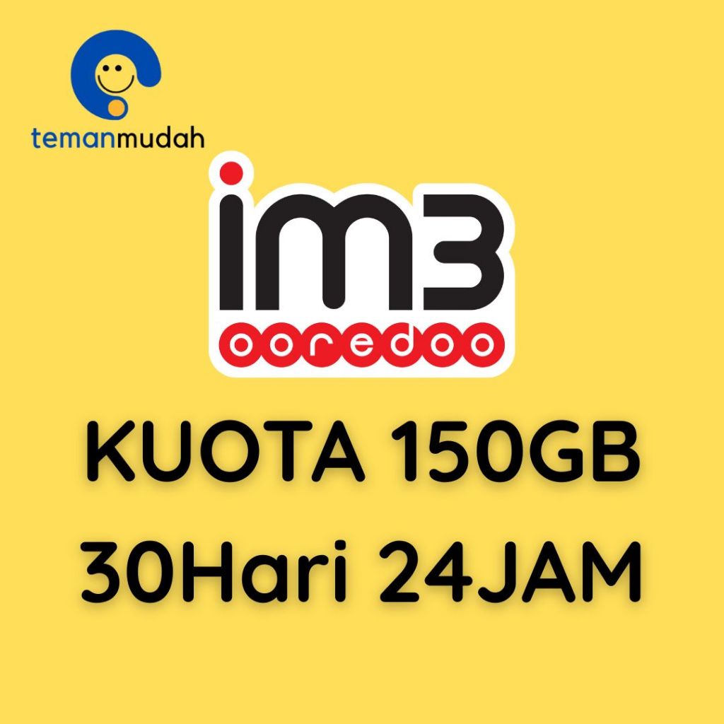 Paket Data Indosat IM3 Kuota Indosat IM3 150GB 24Jam 30Hari + Bonus 150GB Malam