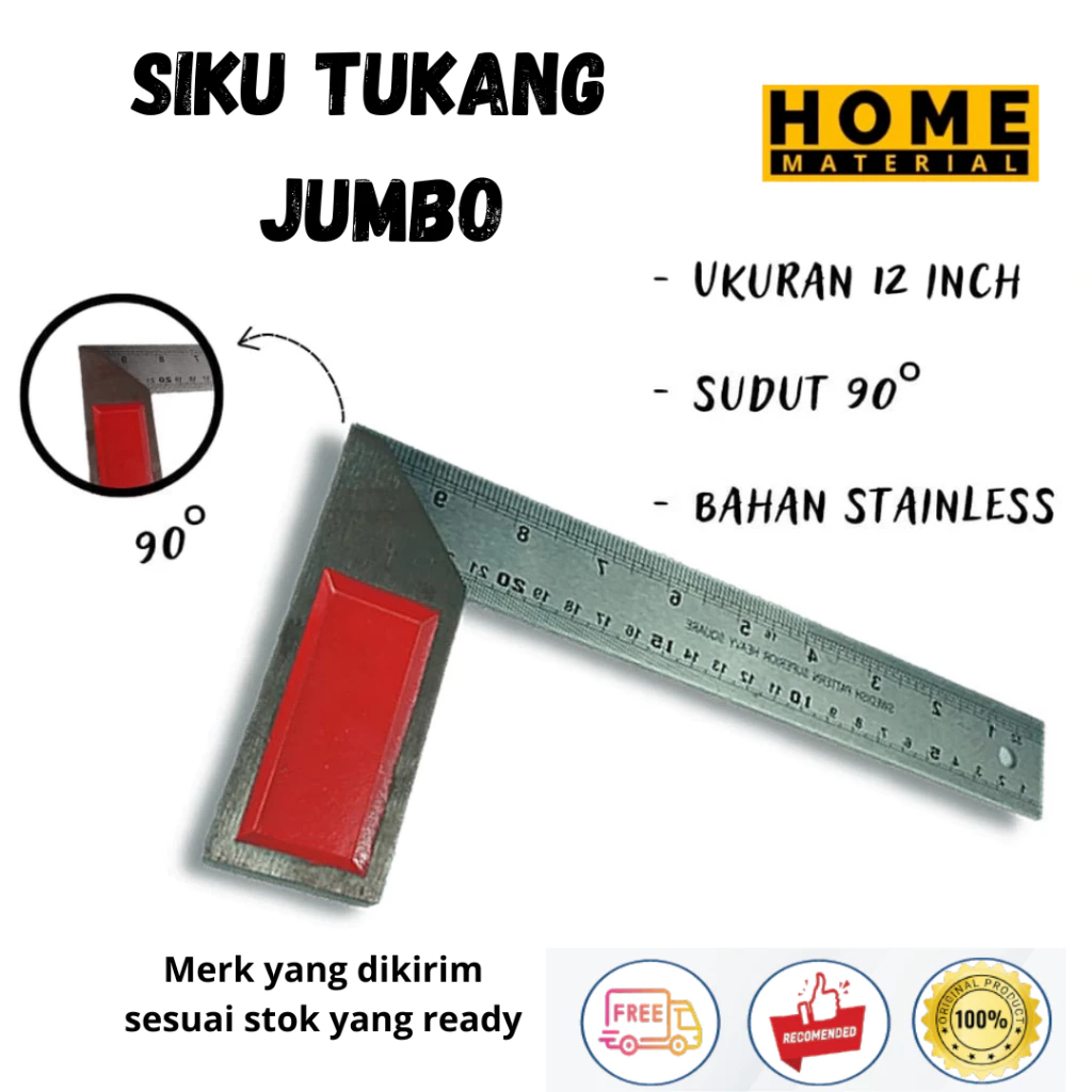 Siku Tukang Jumbo Grafir Tebal 10 Inch / siku tukang tebal / siku penggaris winson