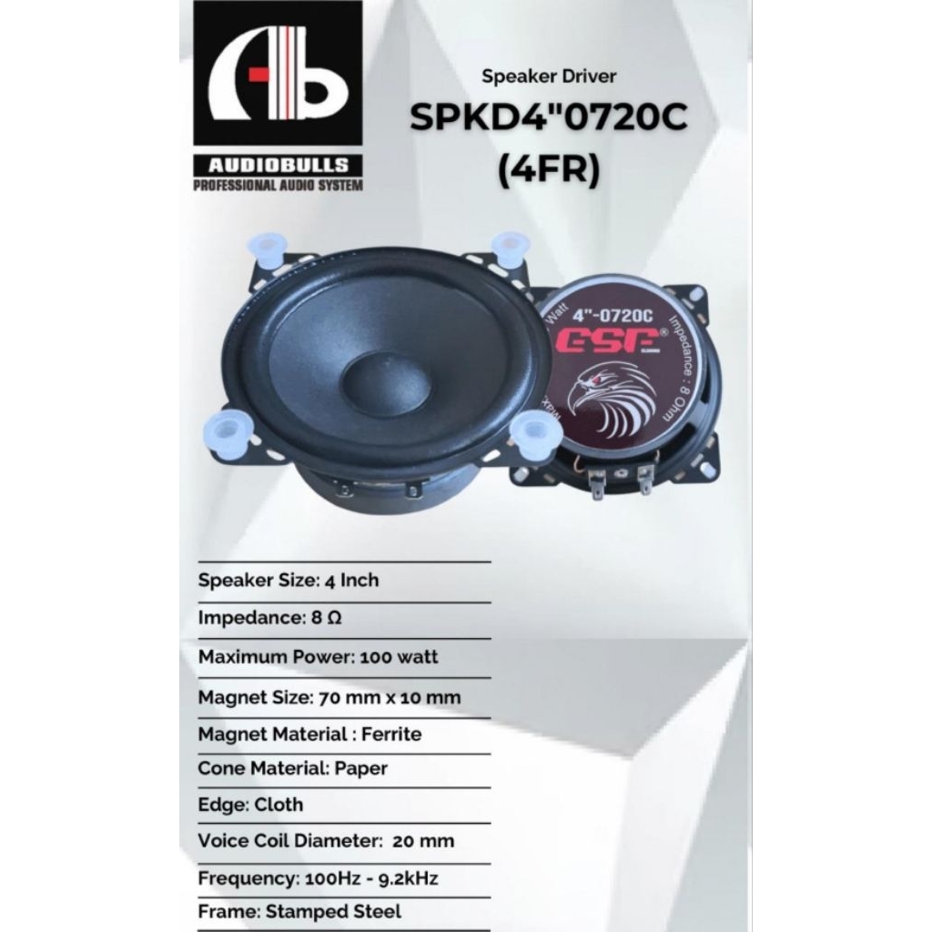 elsound speaker 4 inch 04 0720 4FR speker 4 in spiker 4" original