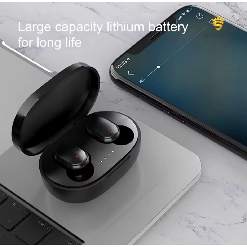 Tws A6s headset bluetooth 5.2 bass warna hitam