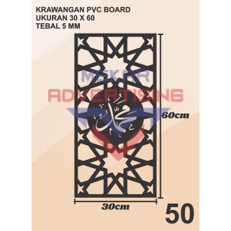 KRAWANGAN PVC BOARD HITAM / ORNAMEN PVC FOAM BOARD HITAM TEBAL 5MM MODEL 50 UKURAN 30X60