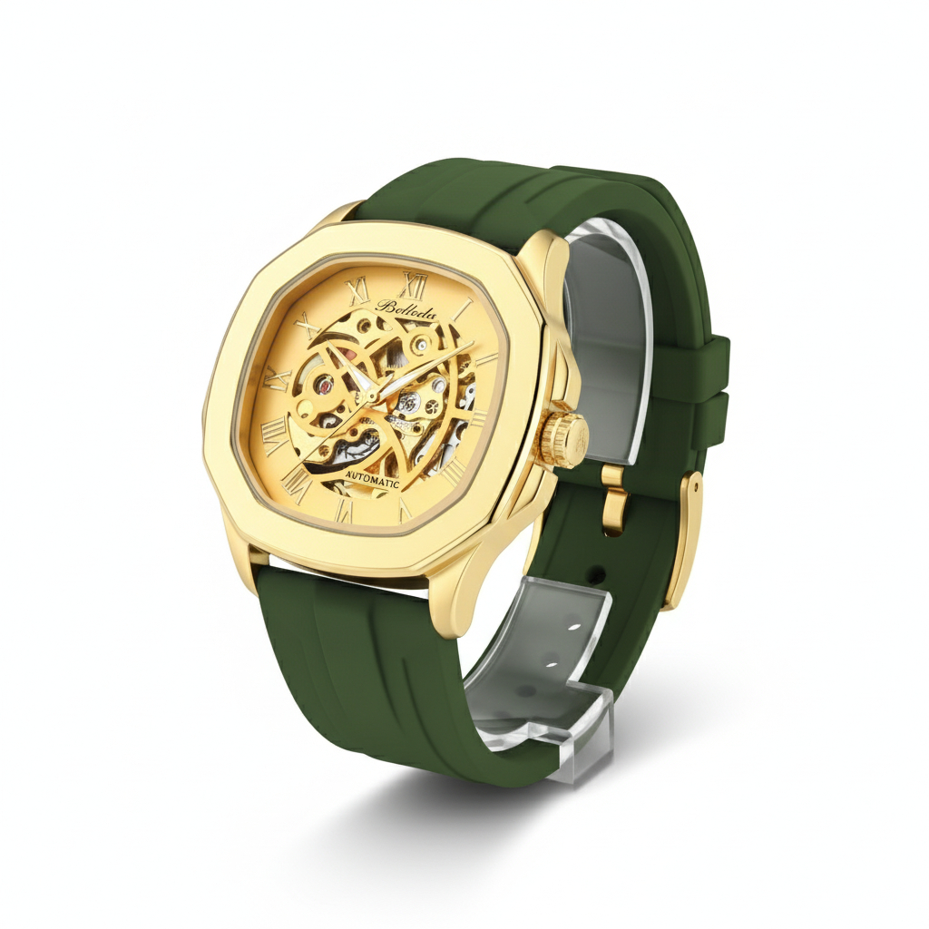 Jam Tangan Pria Wanita Belleda 9484 Automatic – Strap Karet, Anti Air 30M, Original Fashion Mewah