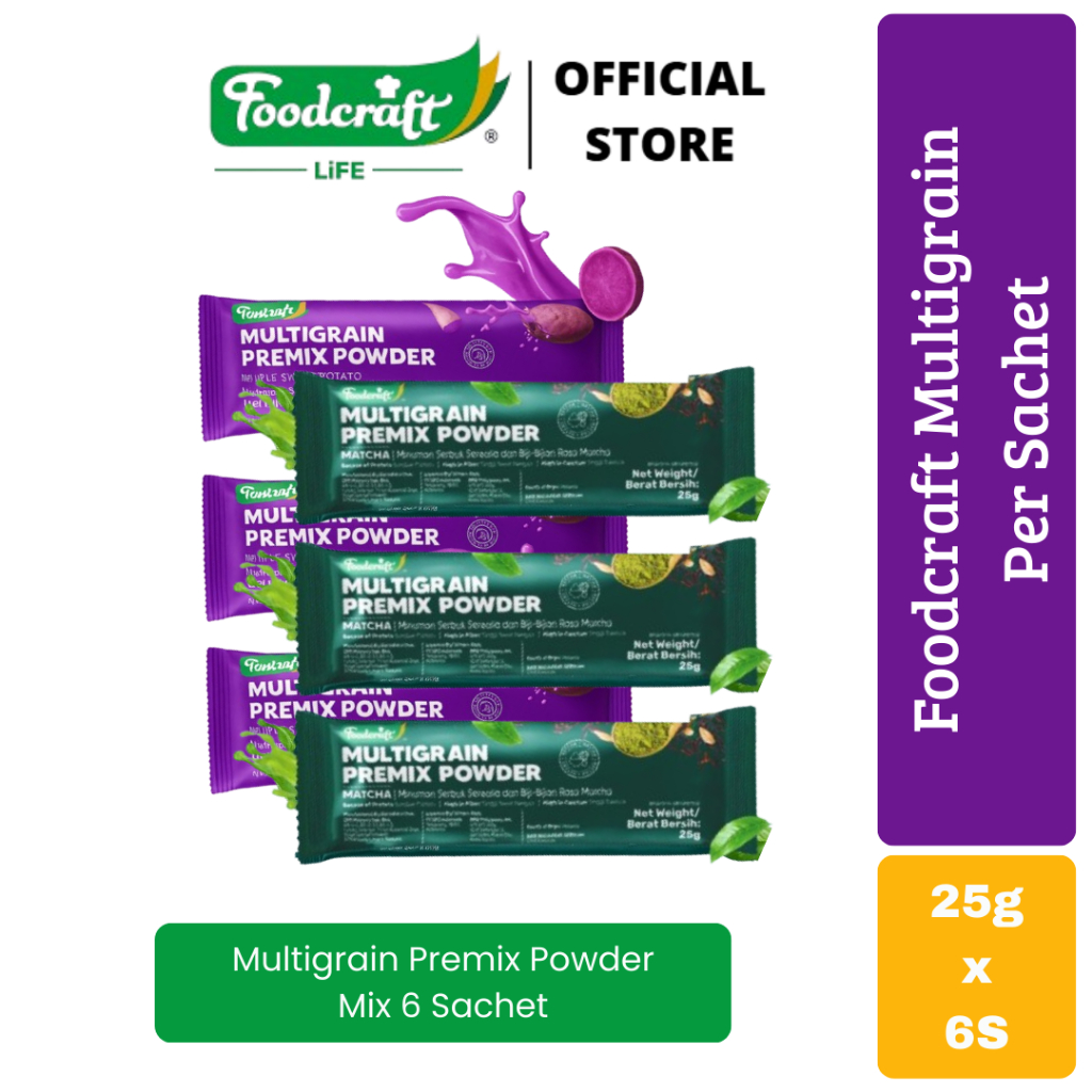 

【Special Sachet】Multigrain Foodcraft Premix Powder Minuman Serbuk Sereal dan Biji-Bijian Sumber Protein Rendah Kalori Bebas Kolestrol Tinggi Kalsium dan Serat Fiber