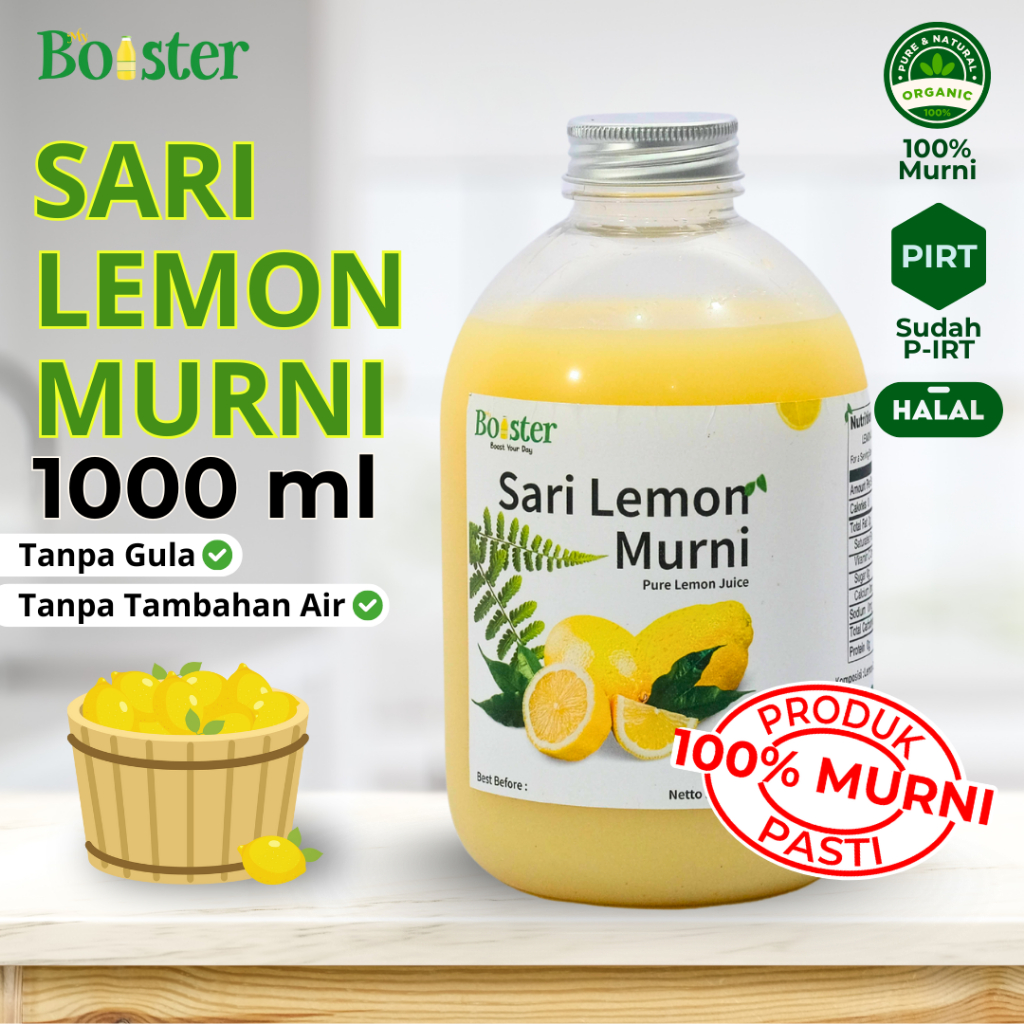 

MYBOOSTER SARI LEMON MURNI 1000 ML LEMON JUICE PURE 100% SARI LEMON CALIFORNIA ASLI ORIGINAL