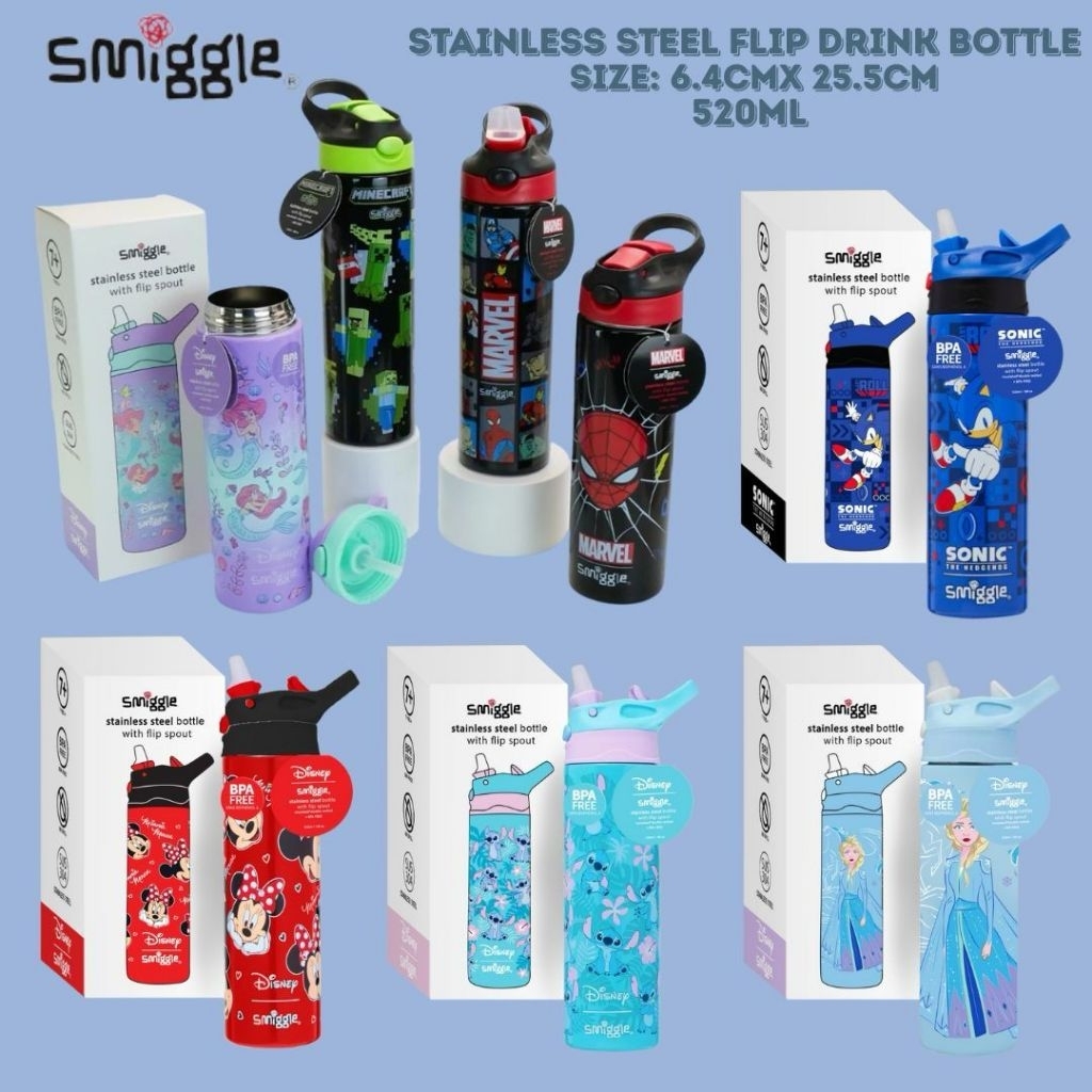 Botol Minum Anak Smiggle Stainless Steel 520 Ml / Botol minum Smiggle Stainless / Botol Smiggle Stai