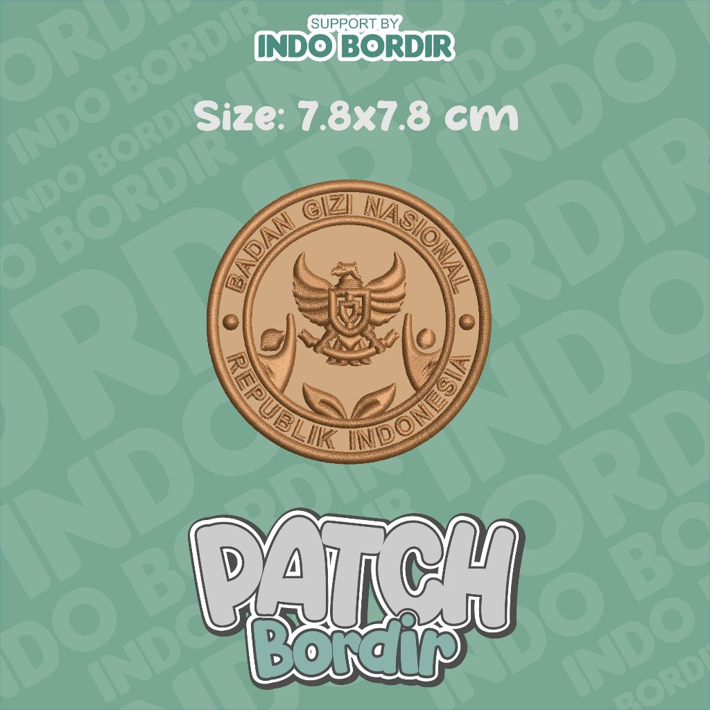 15TBL7 BADAN GIZI NASIONAL RI BGN BGNRI SPPG MBG Monochrome Bordir timbul 3D