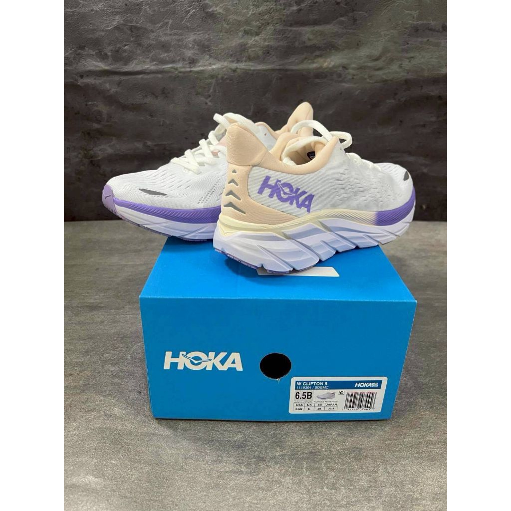 Sepatu Hoka Clifton 8 Wide White Purple