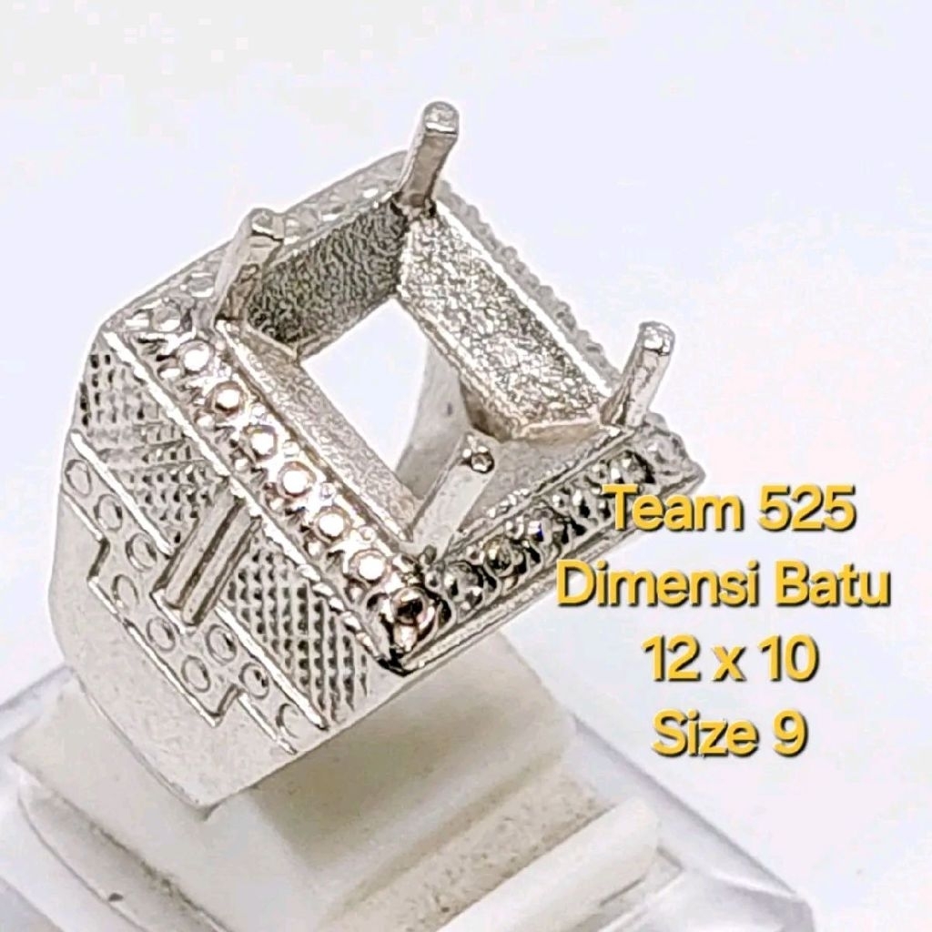 Ring emban alpaka super 12 x 10 eceran / model kotak cakar kuku / pengikat ring cincin batu akik