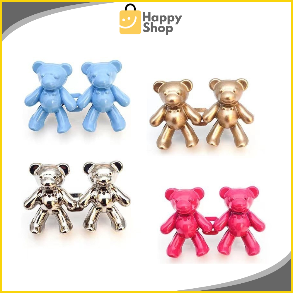 Happy Shop kancing jeans bentuk beruang Bahan Metal Dapat Dilepas Kancing Jeans Metal Bebas Jahit 2P