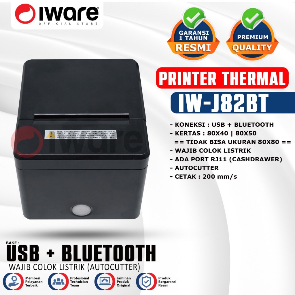 Printer Kasir Thermal Iware IW-J82 80MM USB, Bluetooth, LAN, Wifi Autocutter RJ11