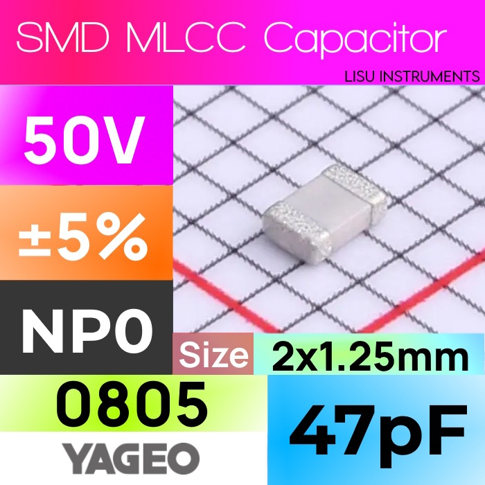 47pF 0805 50V NP0 ±5% MLCC Ceramic Capacitor SMD YAGEO CC0805JRNPO9BN470