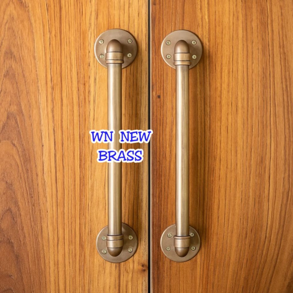 Handle Pintu / Gagang Pintu Rumah Kuningan Antik Motif Pipa 60 cm